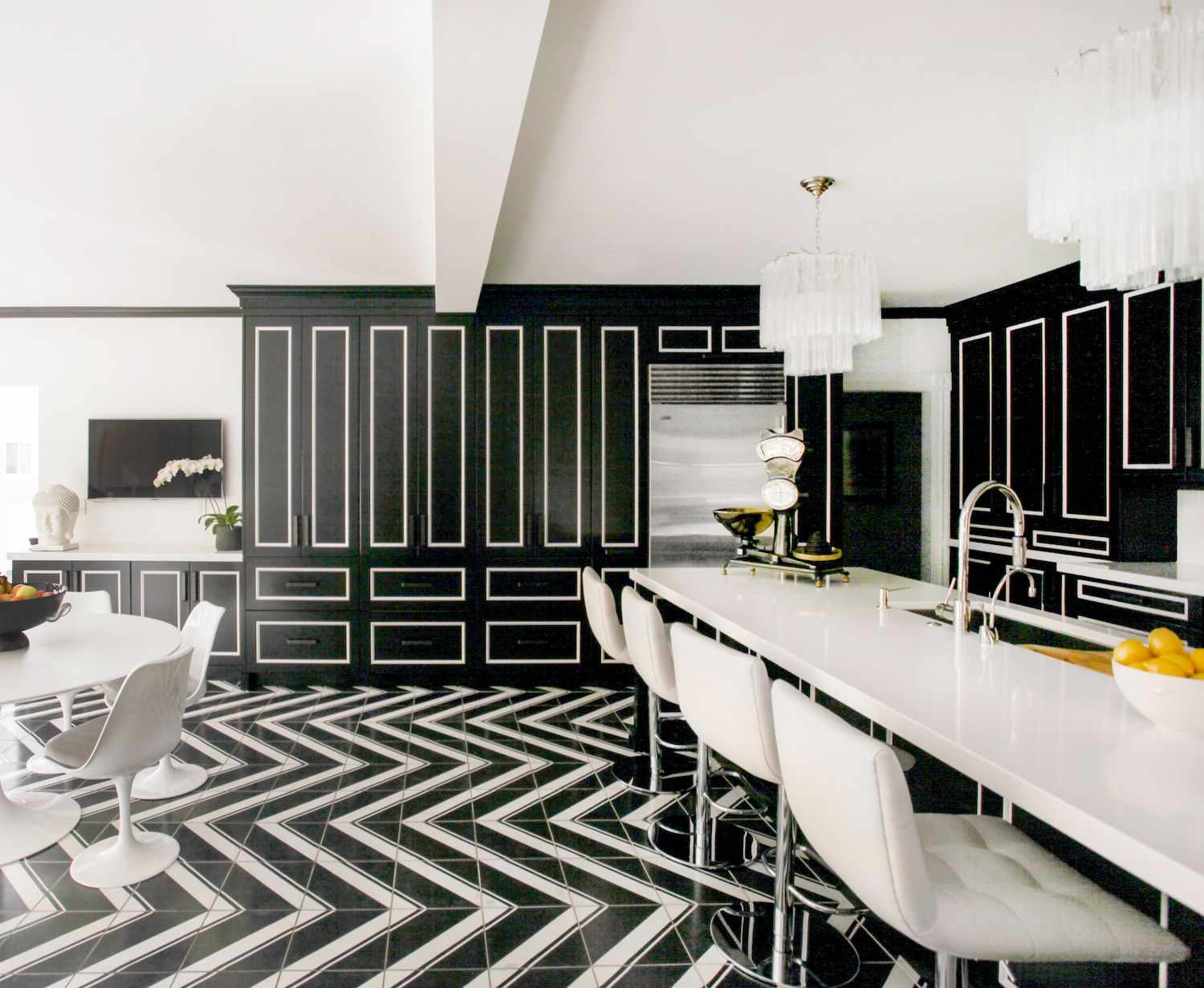 carrelage de cuisine en zigzag