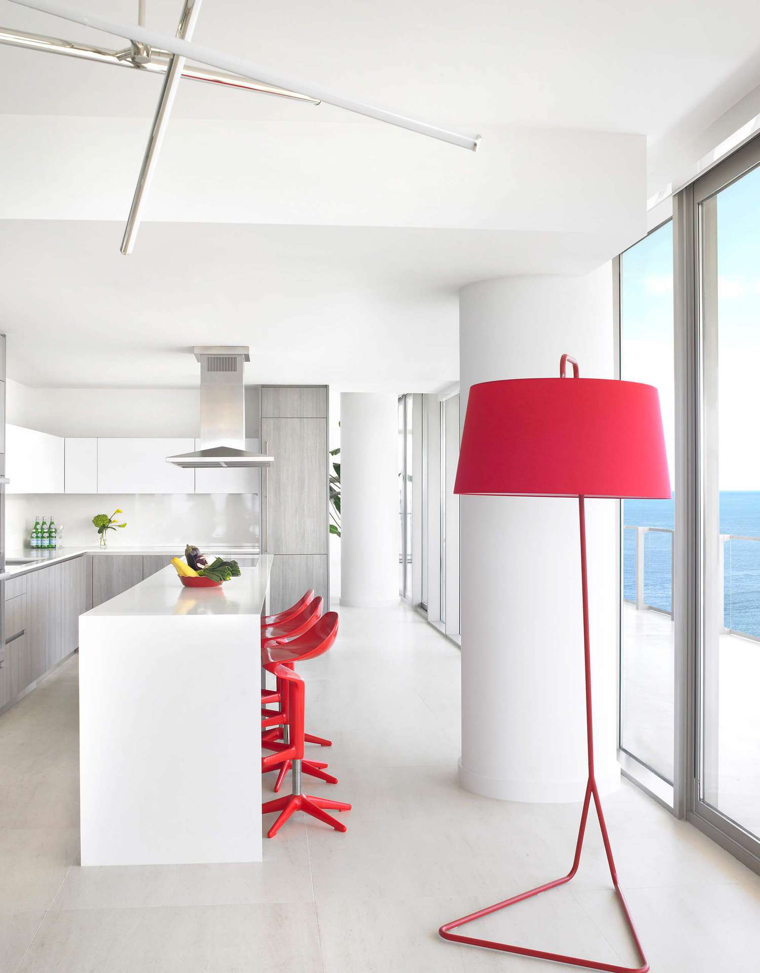 sol de cuisine blanc contemporain
