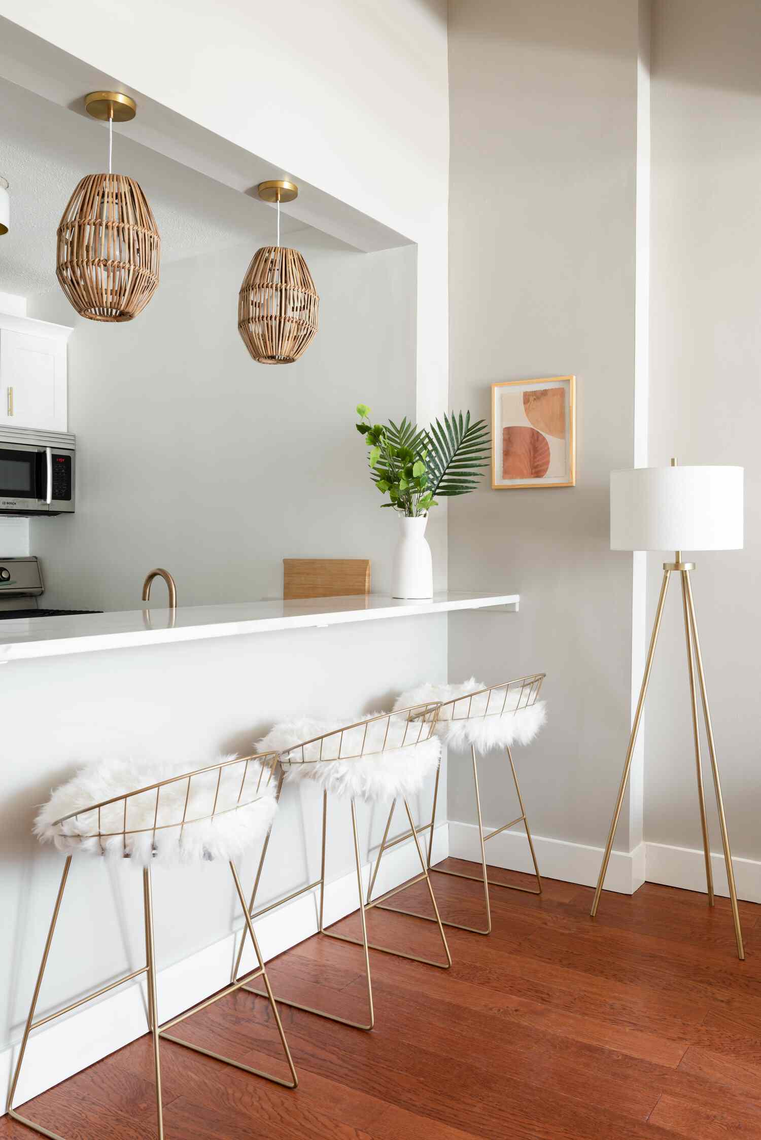 Suspensions en rotin pour la cuisine