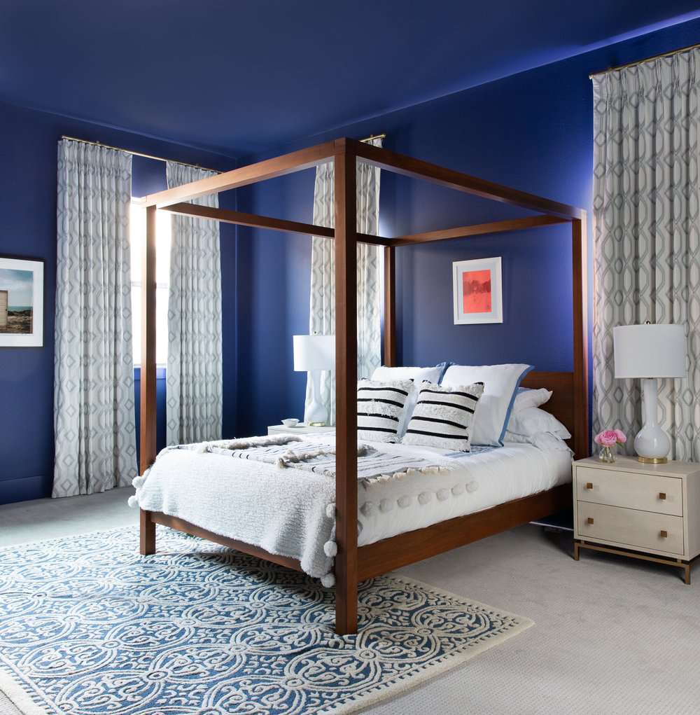 idées de chambres à coucher bleues modernes