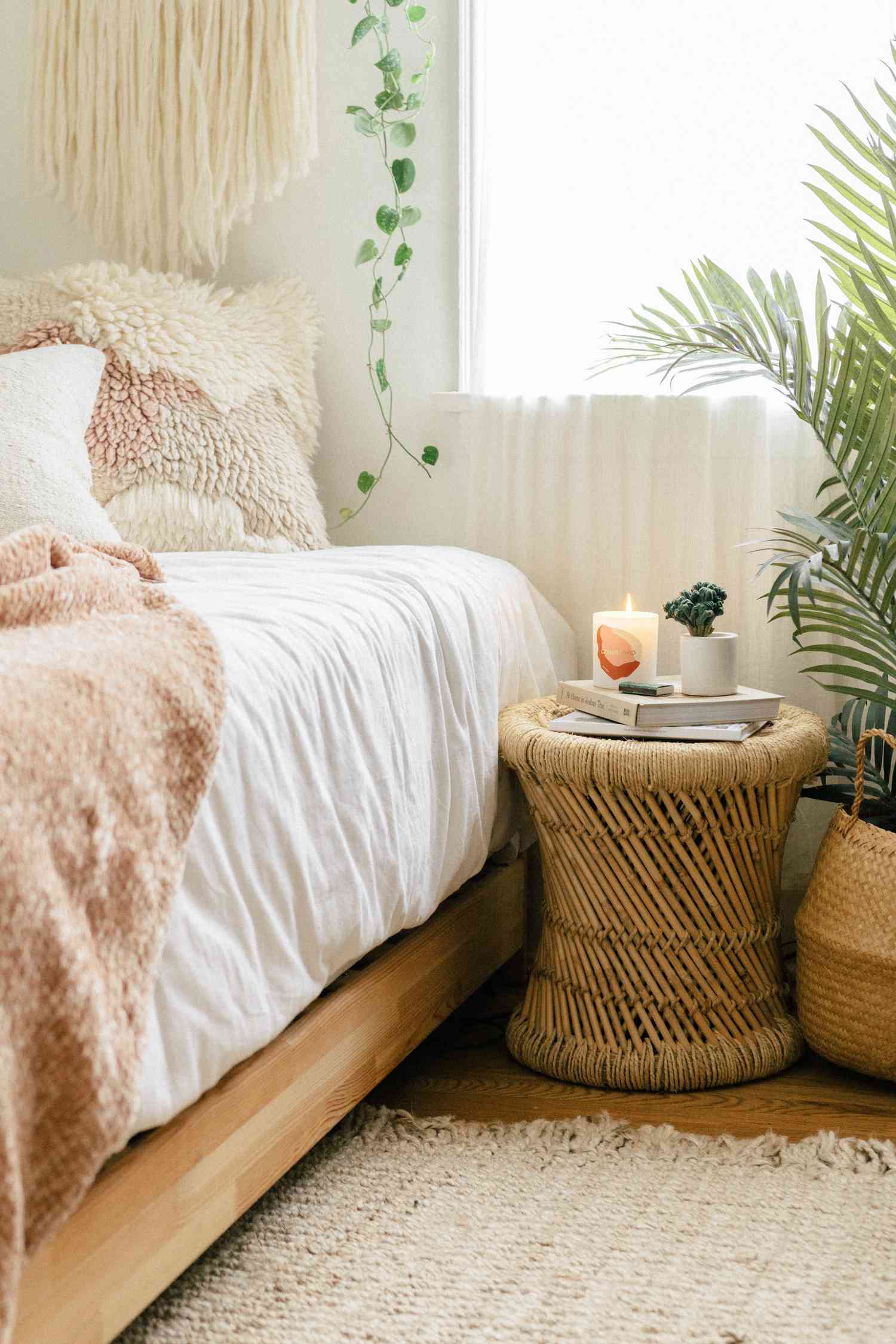 chambre à coucher confortable de style bohème