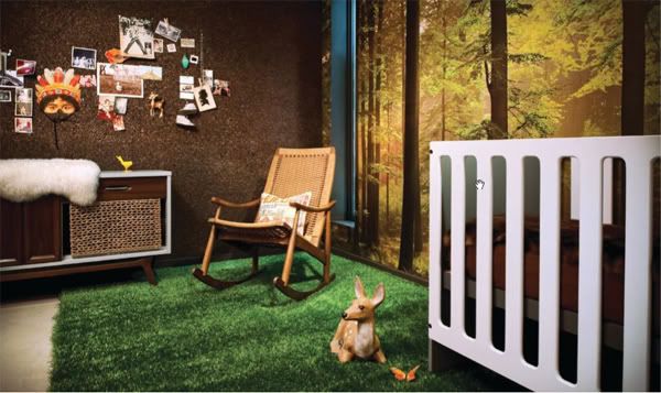 Chambre d'enfant moderne sur le thème de la nature