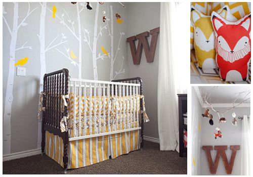 Chambre d'enfant contemporaine sur le thème de la forêt
