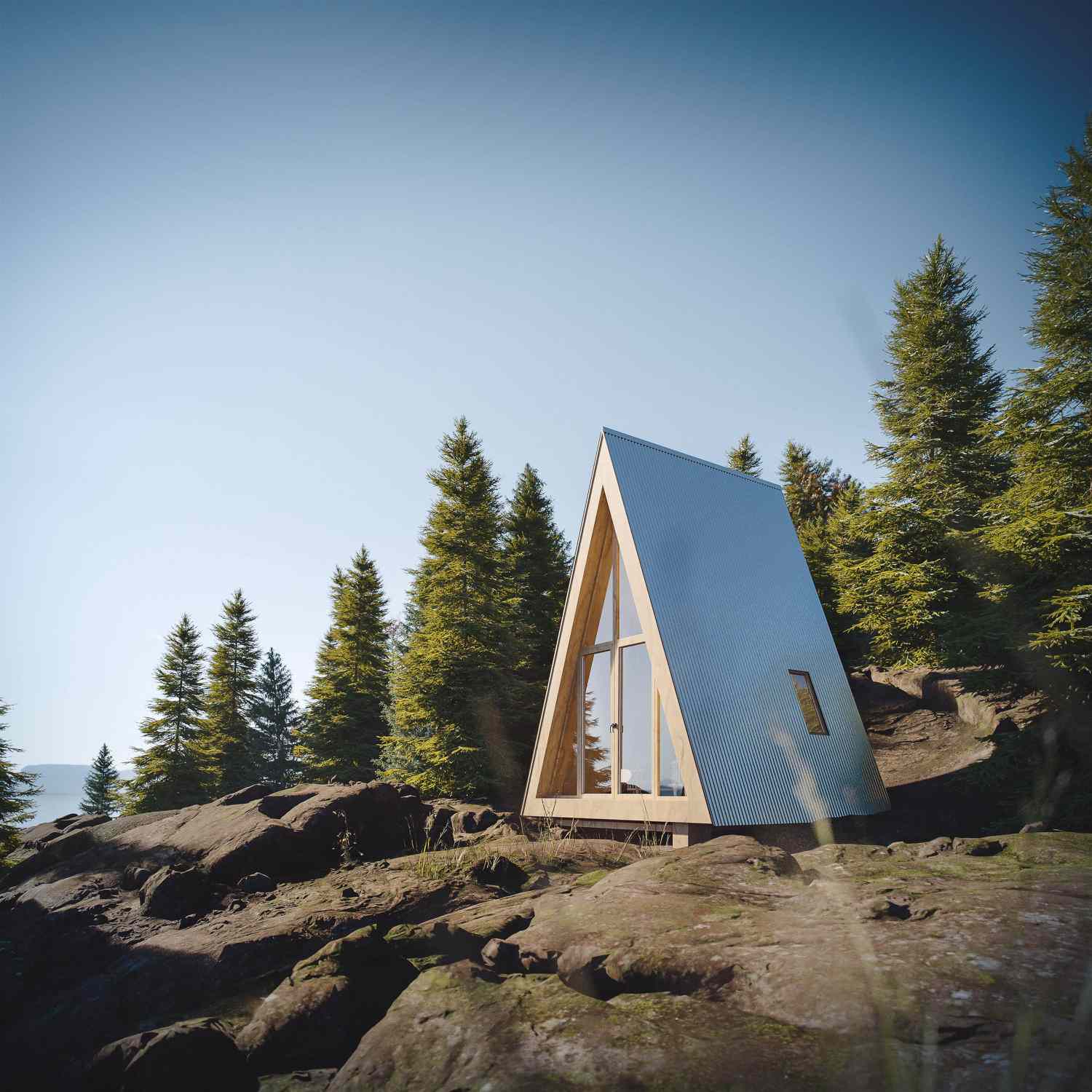 petite cabane moderne à ossature en A