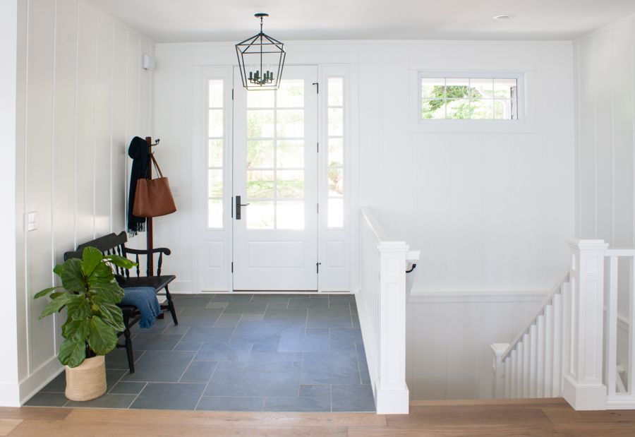 carrelage d'entrée en ardoise bleue