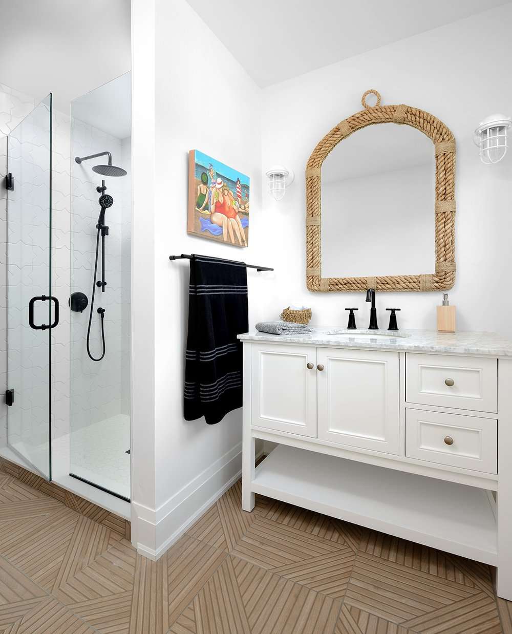 petites idées de douche en noir et blanc