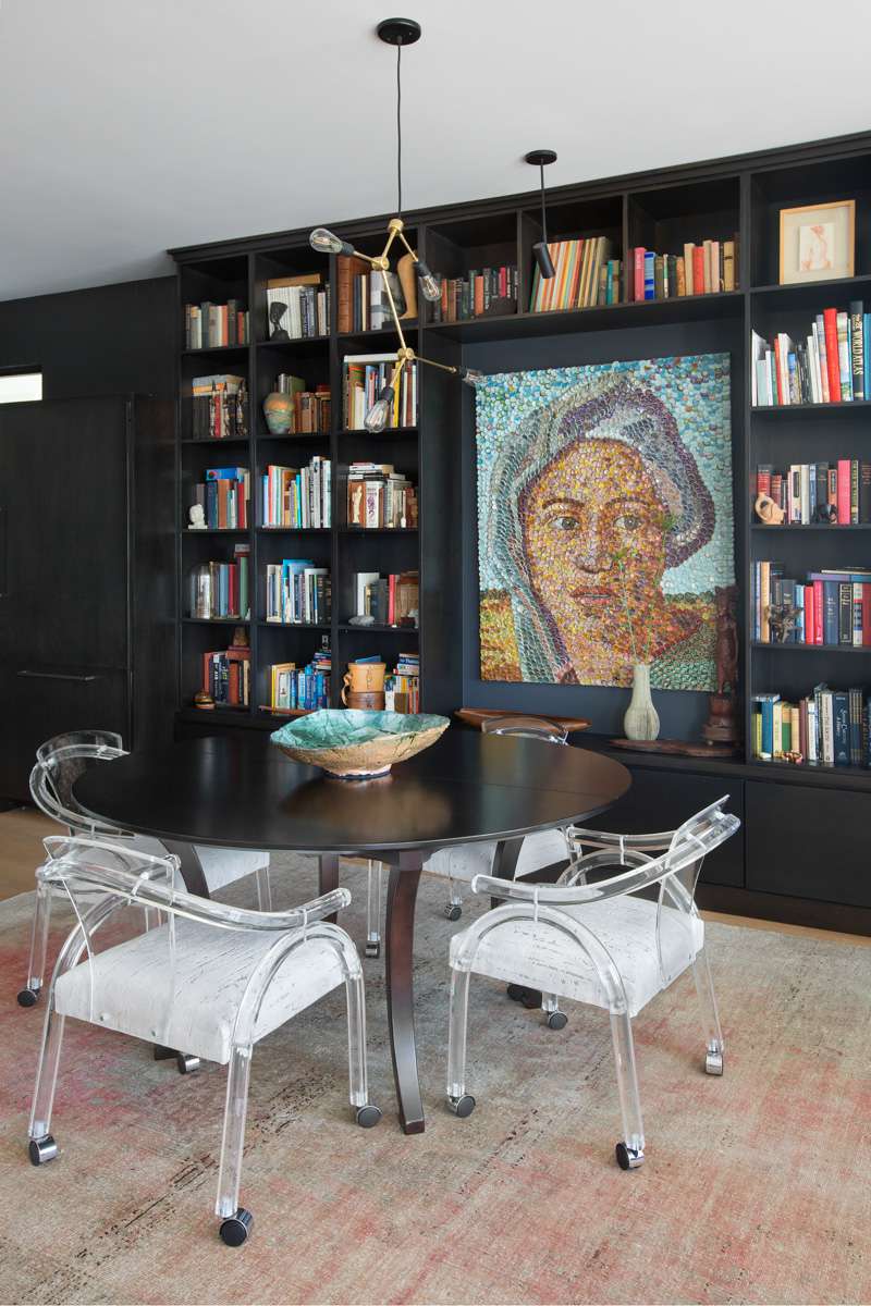 bibliothèque d'intérieur salle à manger