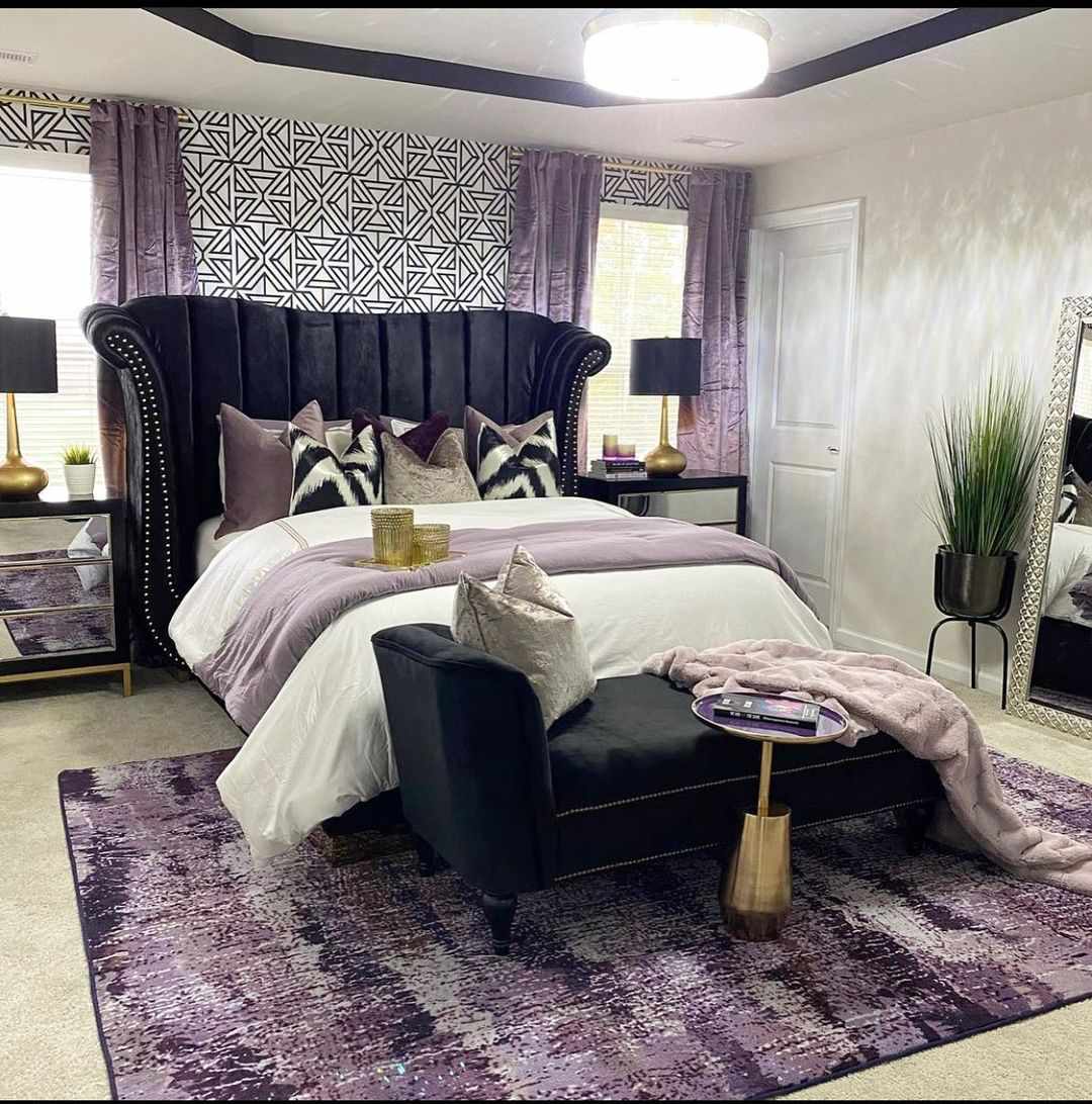 chambre à coucher violet glamour