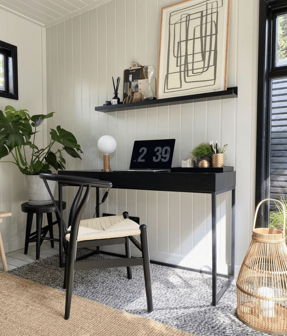 idées de décoration de bureau en noir et blanc
