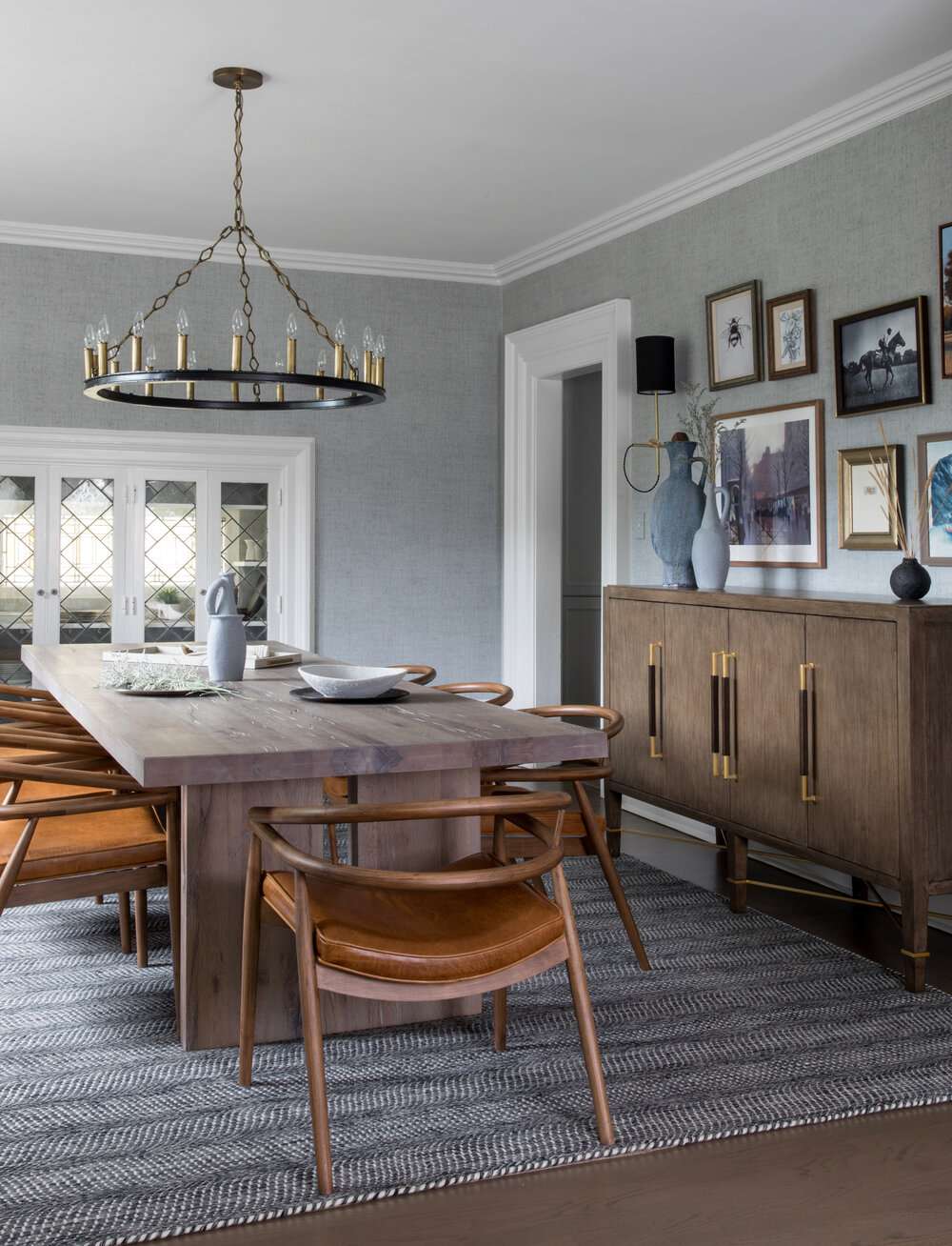 tapis bleu gris