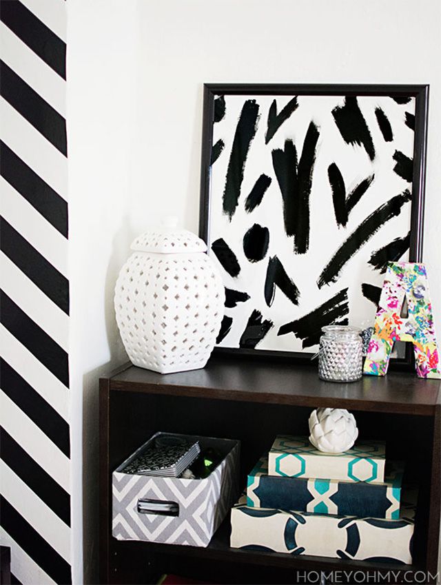 art mural noir et blanc diy