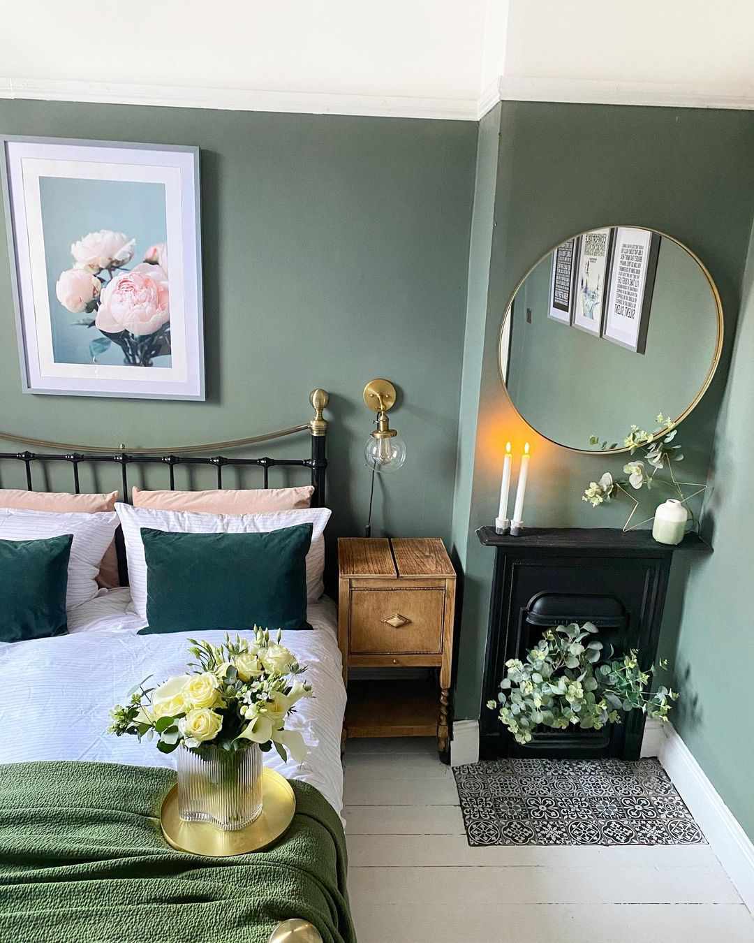 chambre à coucher vert vintage
