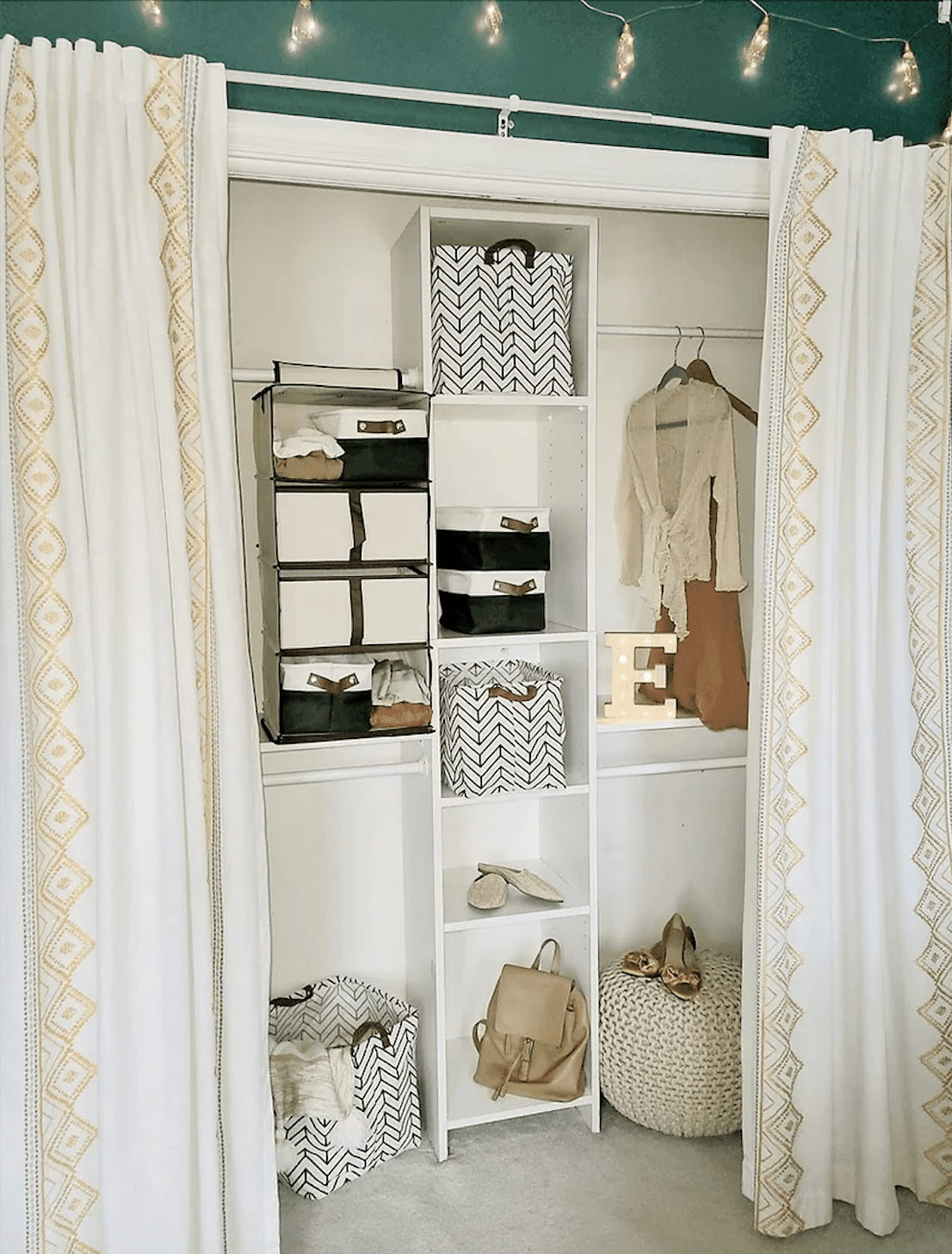 rideaux blanc et or