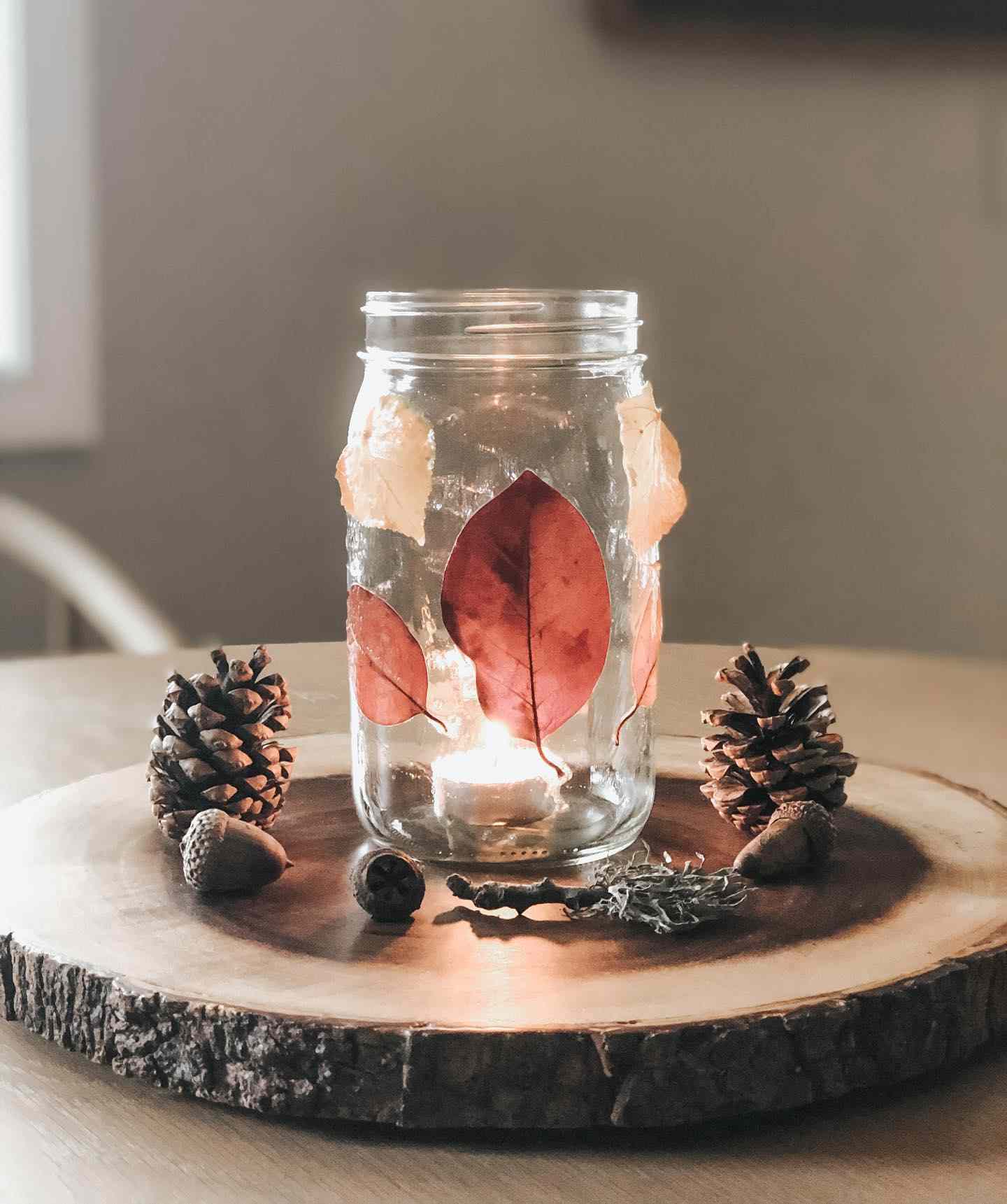 votive en feuilles séchées DIY