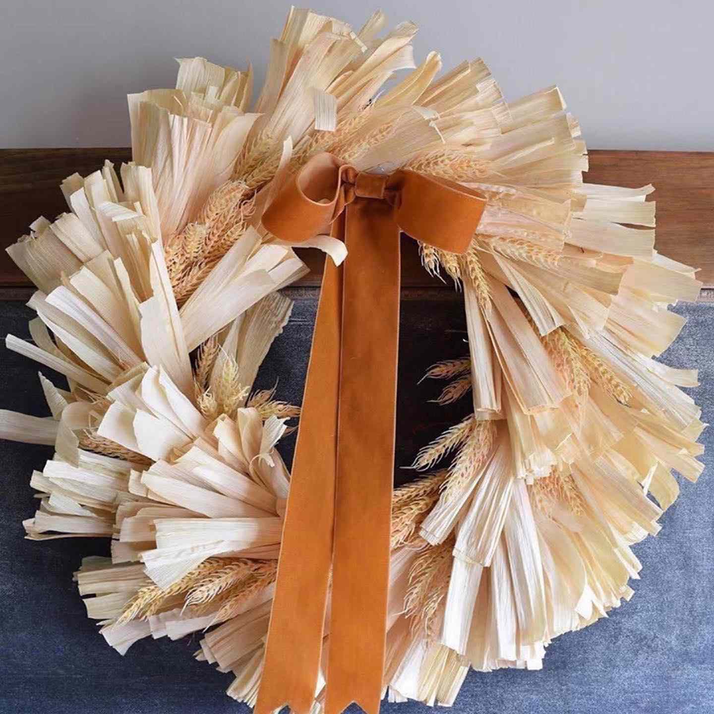 couronne de feuilles de maïs diy