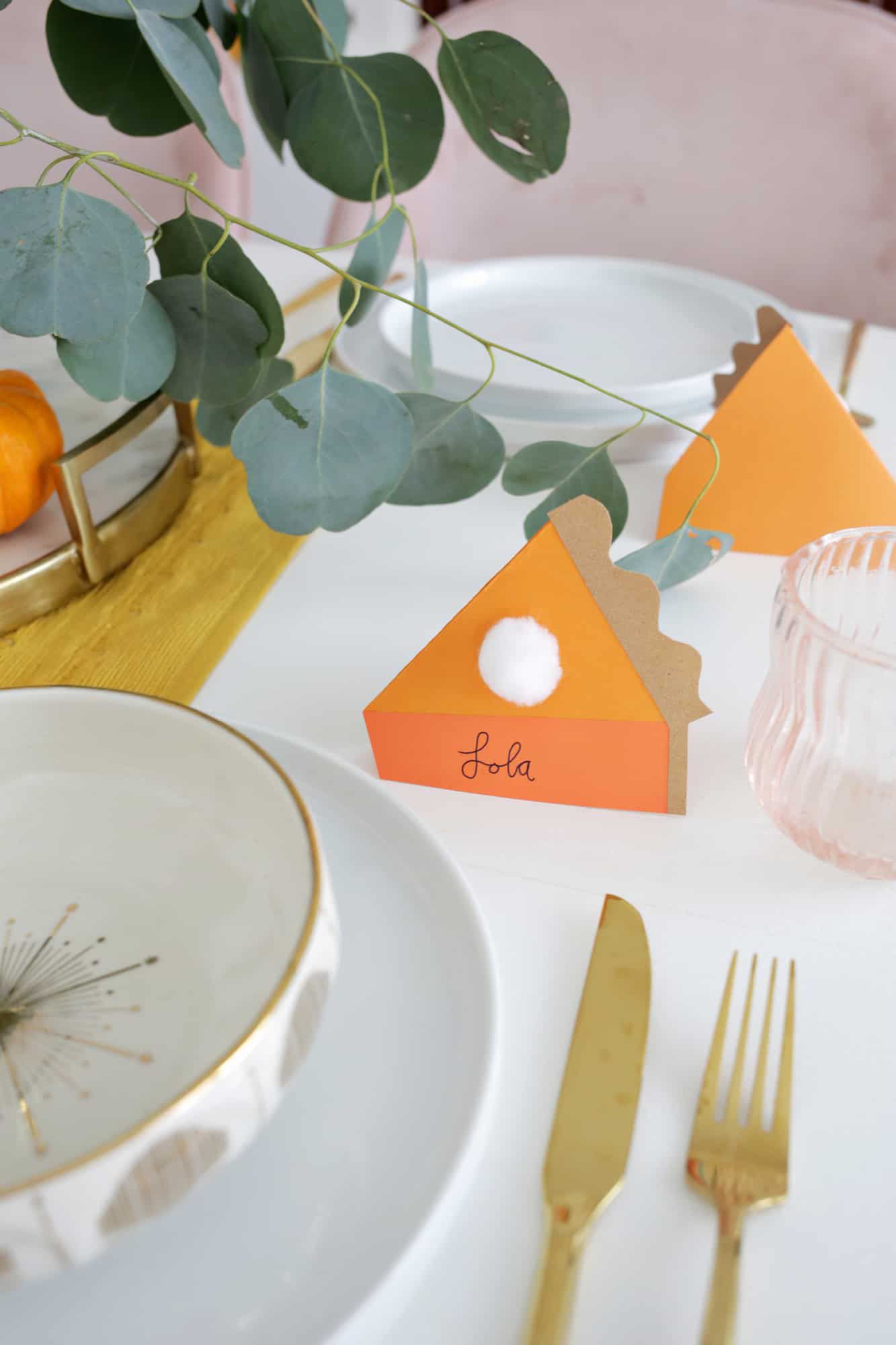 Cartes de table pour la tarte à la citrouille