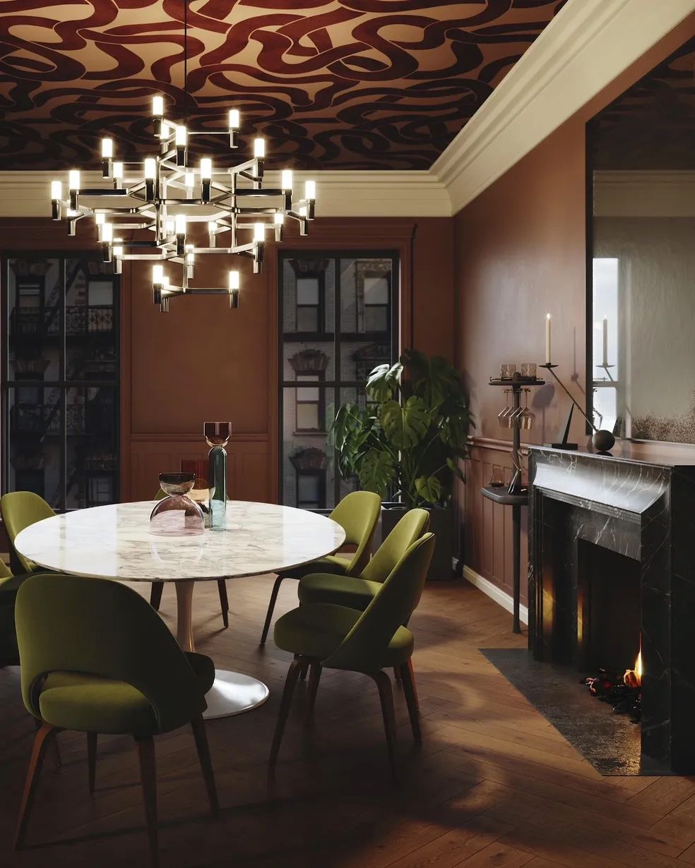 salle à manger moderne midcentury marron