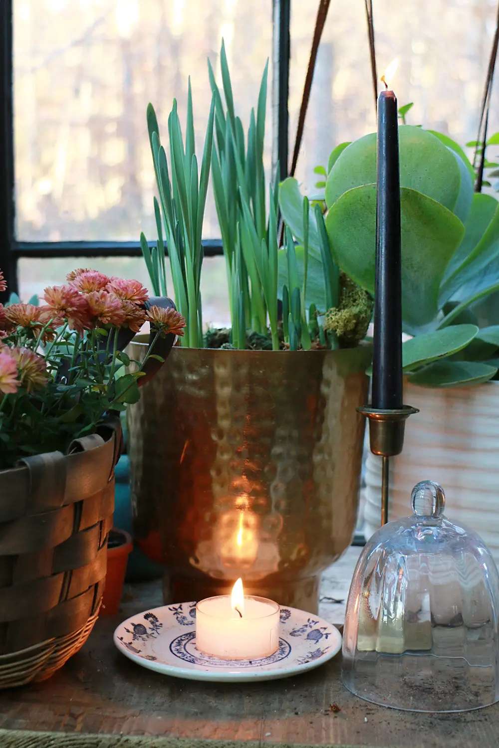 Une serre décorée de bougies