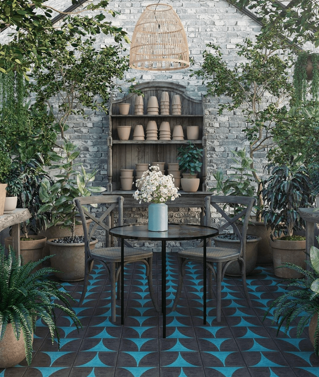 étagère rustique de jardinage