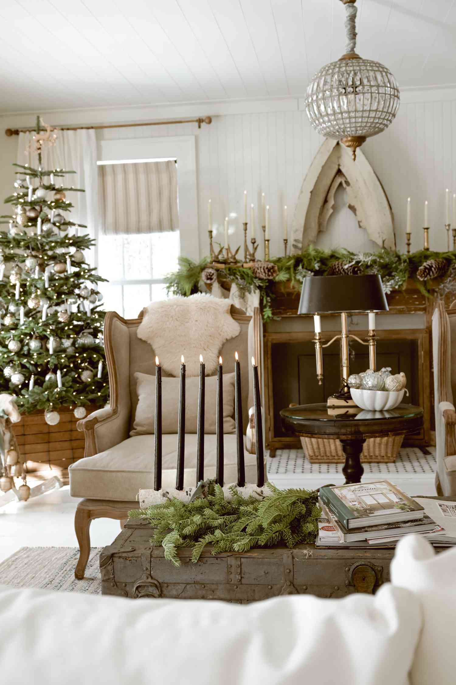idées de bougeoirs rustiques pour la table basse de Noël