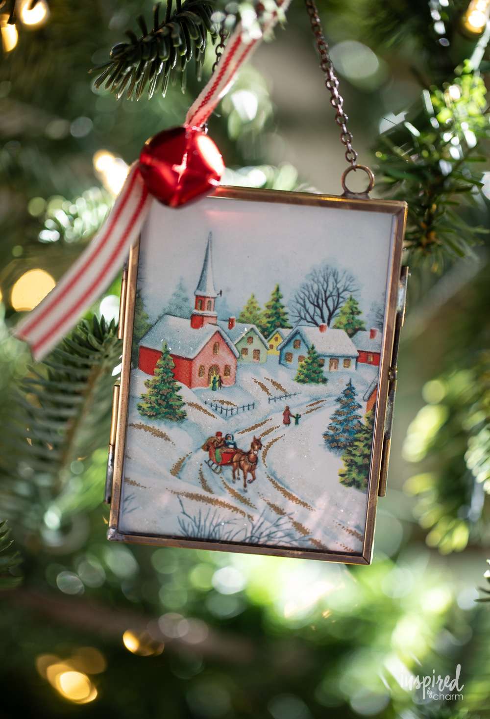 ornements de cartes de Noël vintage encadrées