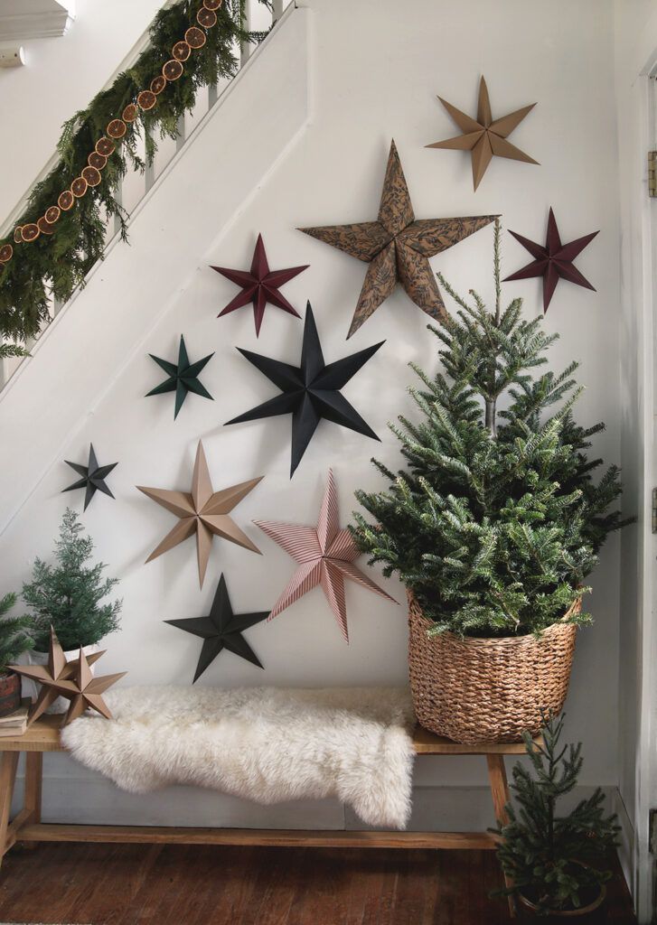 Décorations de Noël en papier avec étoiles en 3D