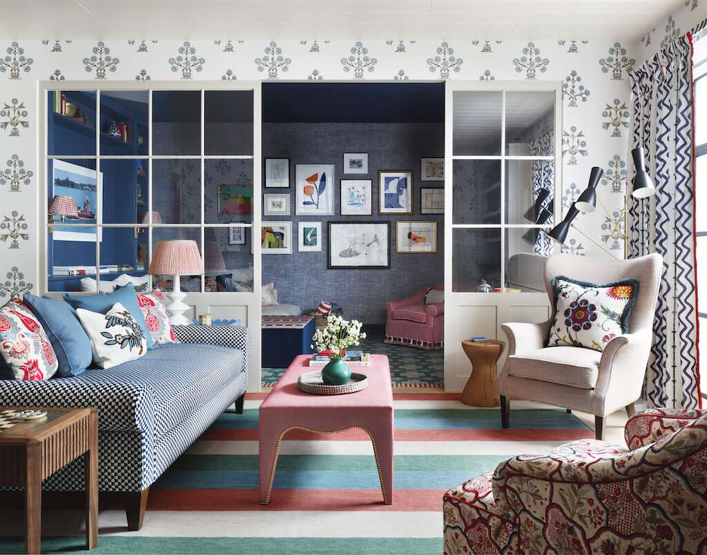 rideaux de salon à motifs en zigzag