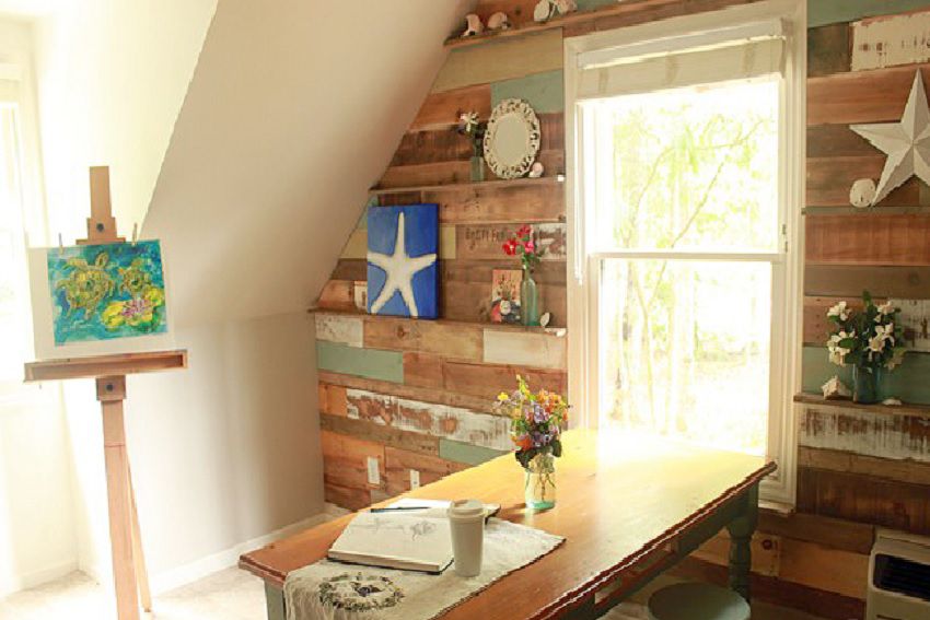 Mur de grenier en bois récupéré