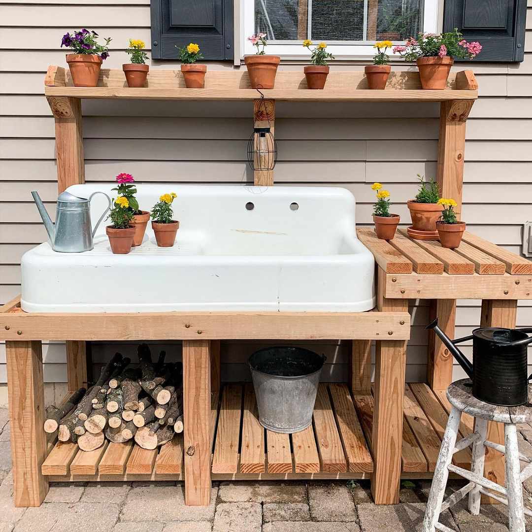 banc de rempotage en bois
