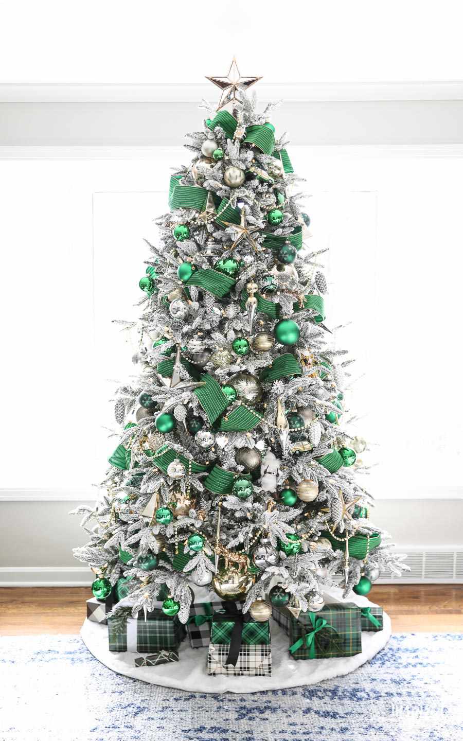 ruban de velours vert rayé pour arbre de noël