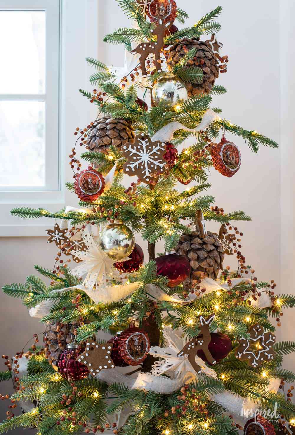 ruban en lin naturel pour arbre de noël