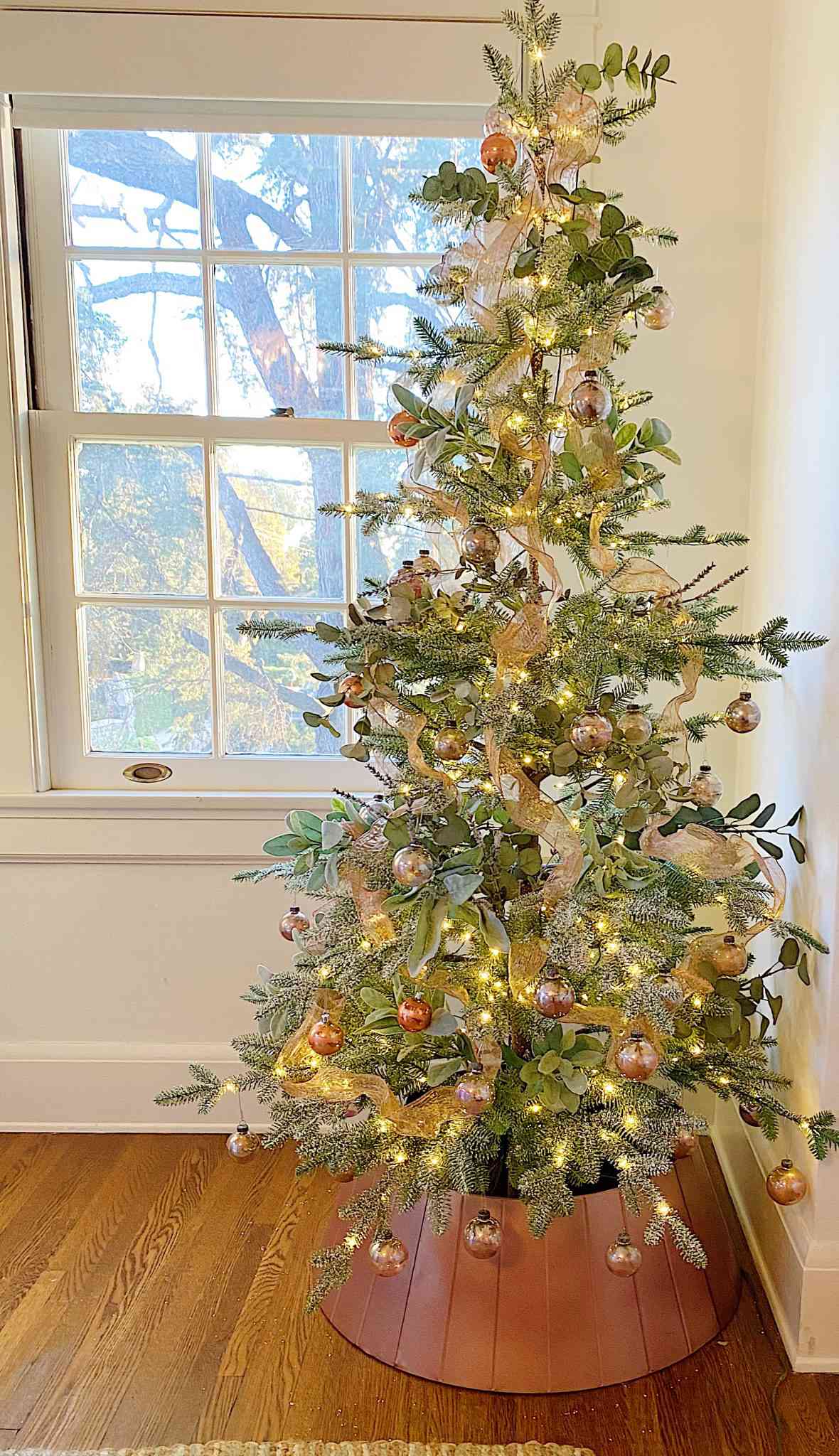 ruban de sapin de noël or rose