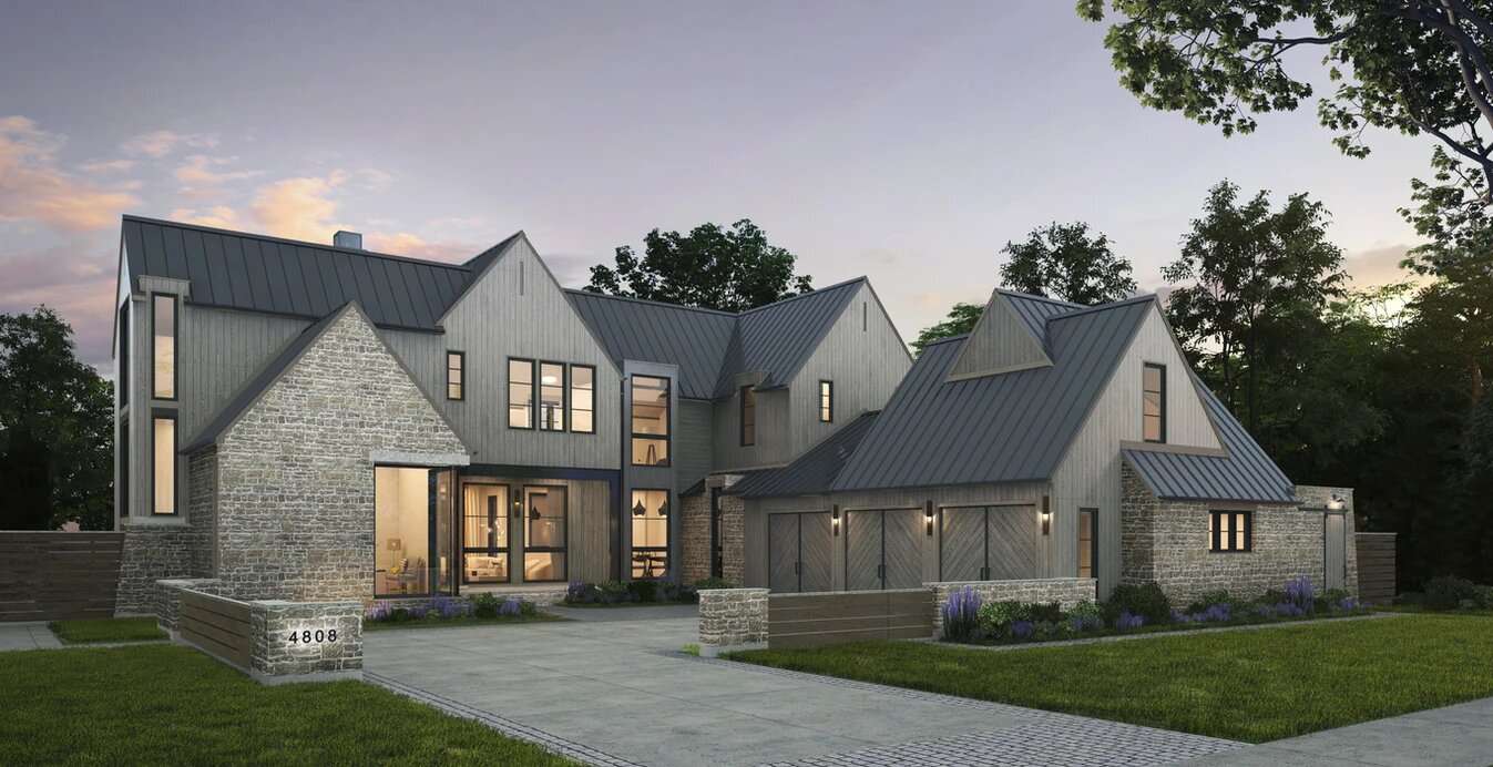 Maison en pierre grise avec clôture en pierre et bois