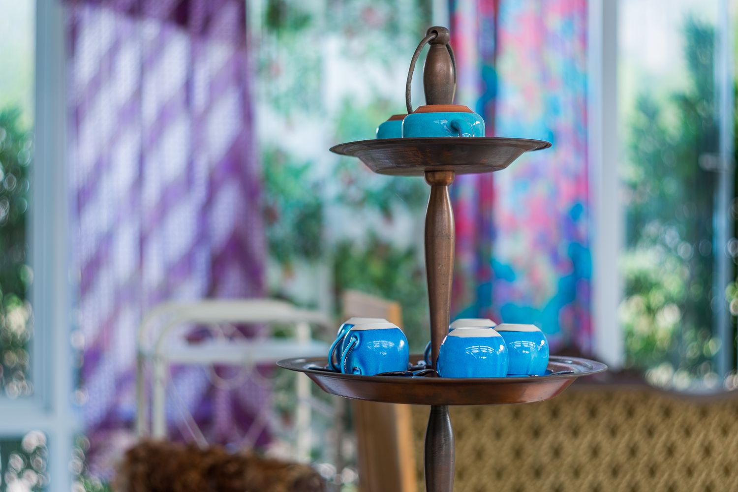 plateau de service à étages pour le rangement organisationnel des tasses à thé