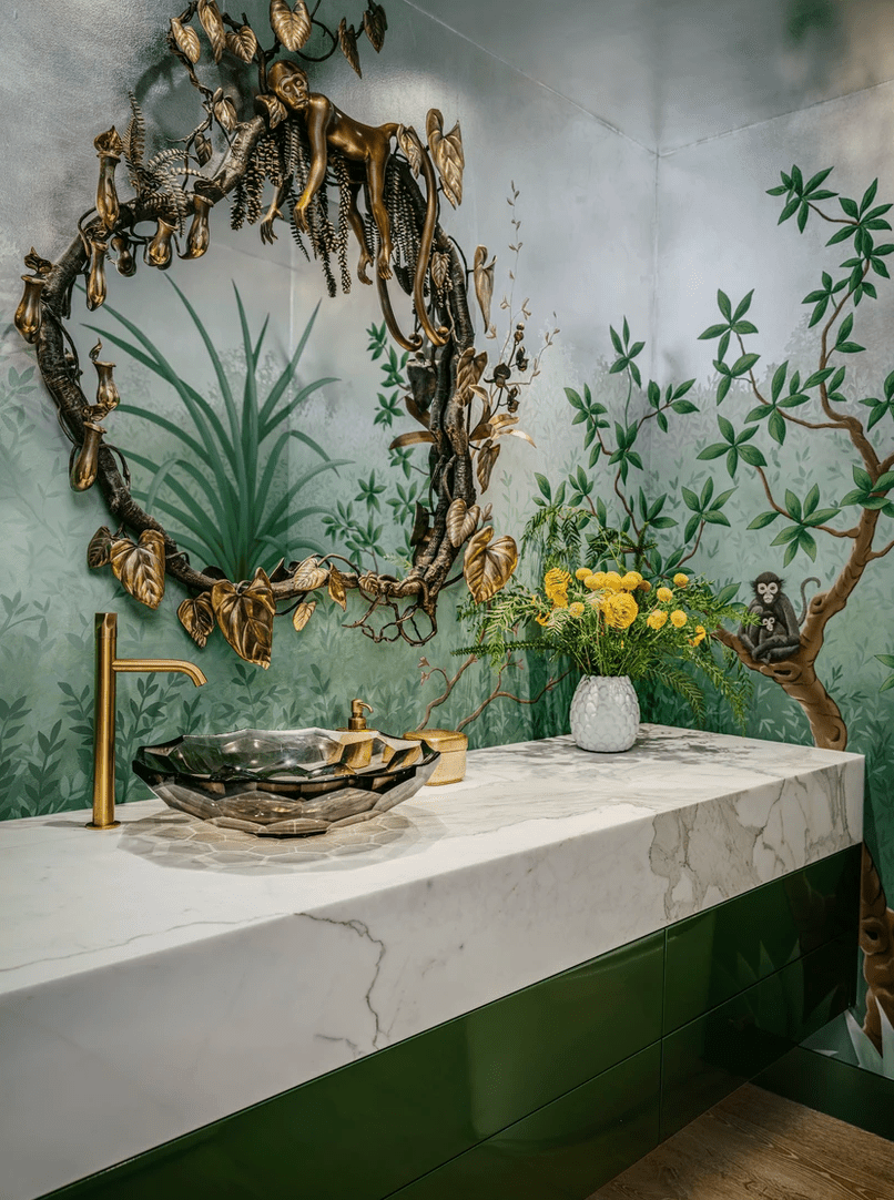 salle de bain fantaisiste pour enfants sur le thème de la jungle