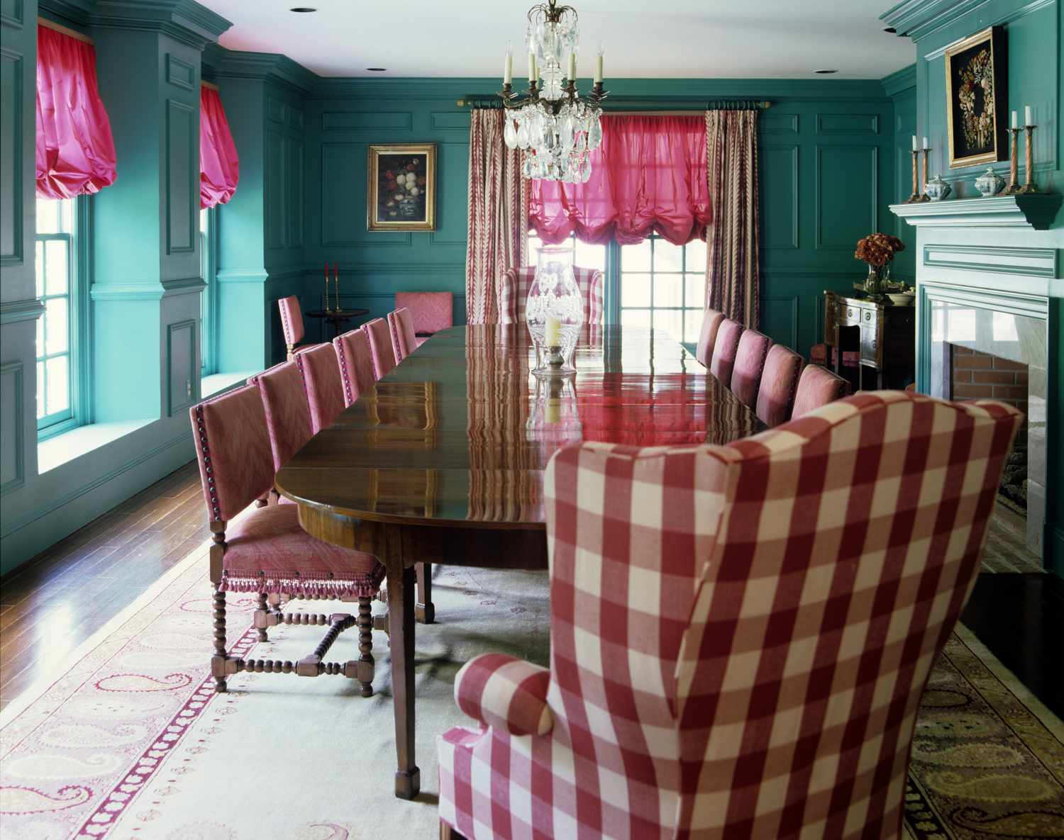 salle à manger rouge et verte