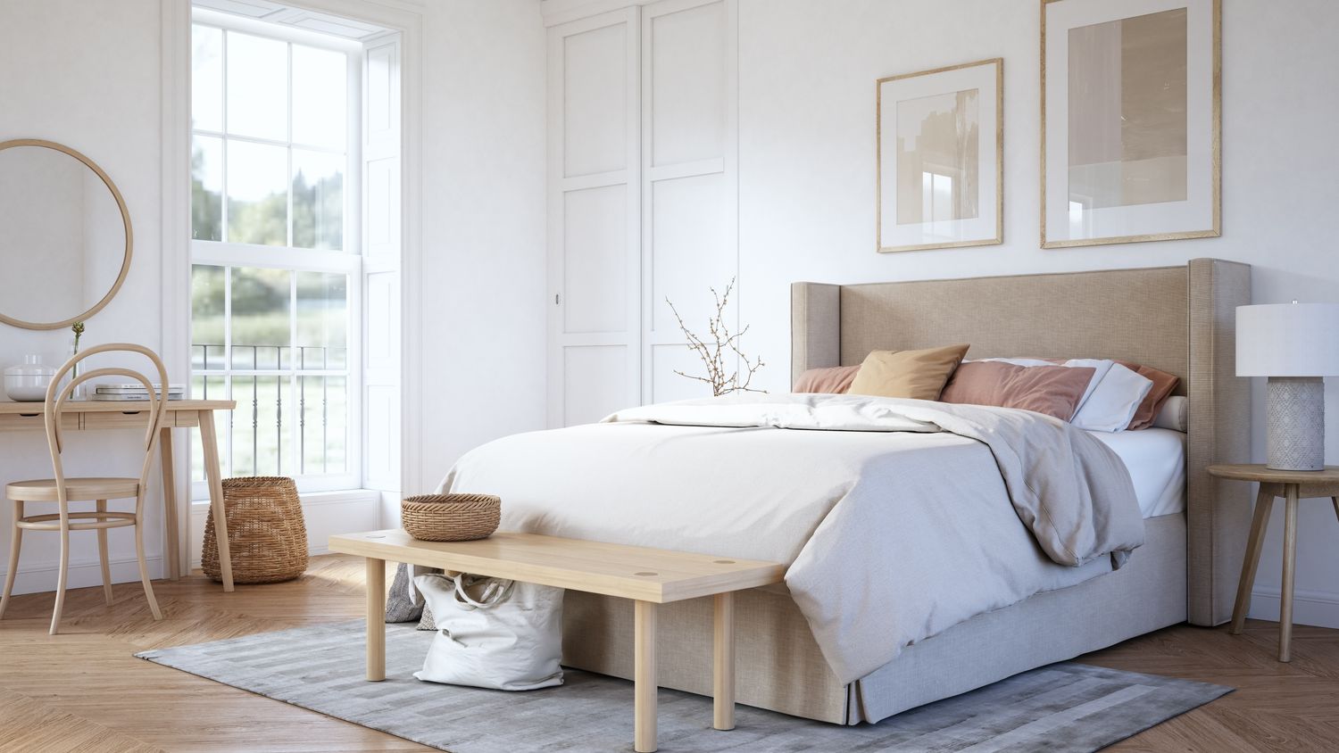 chambre avec literie blanche