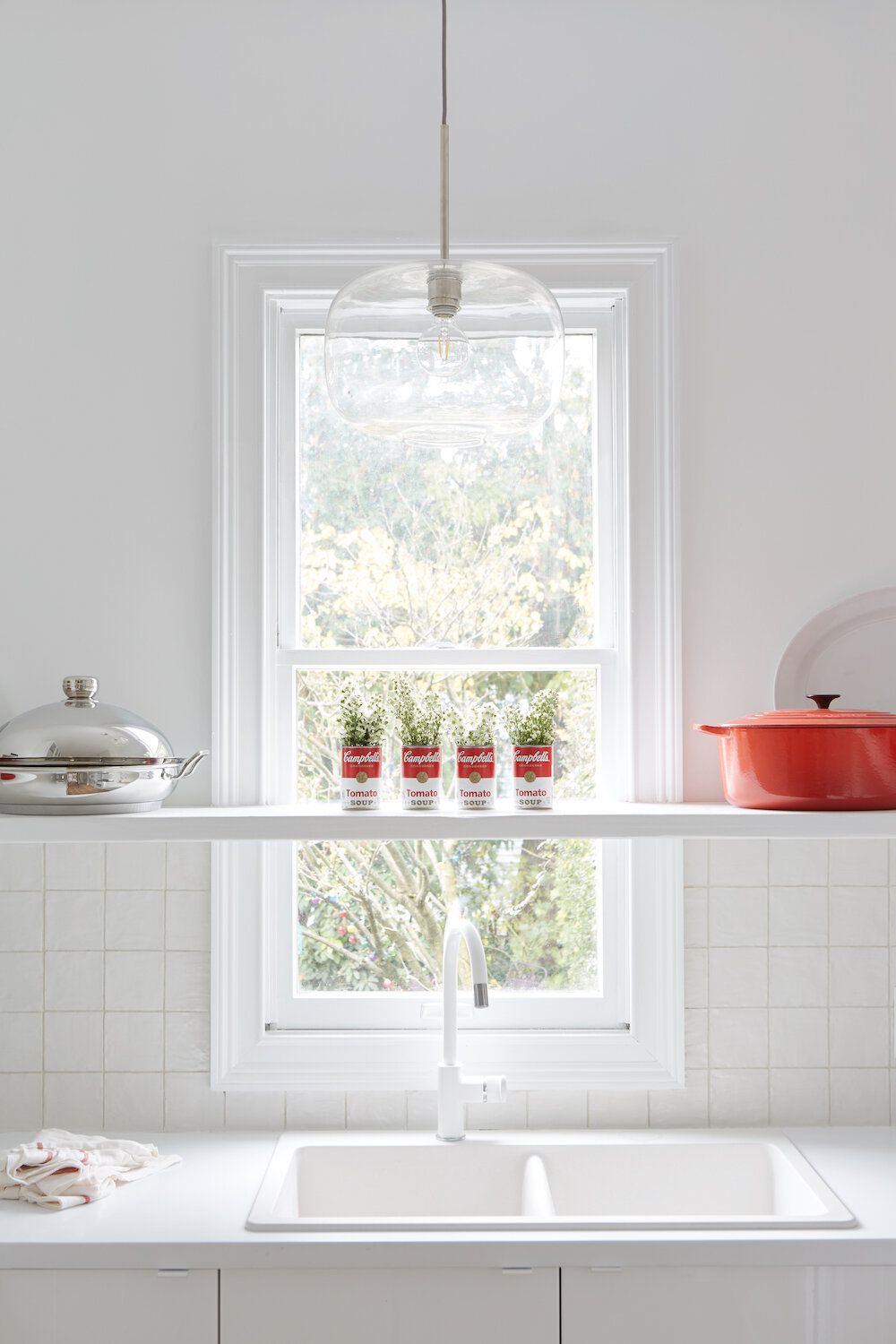 retro kitchen with red accents