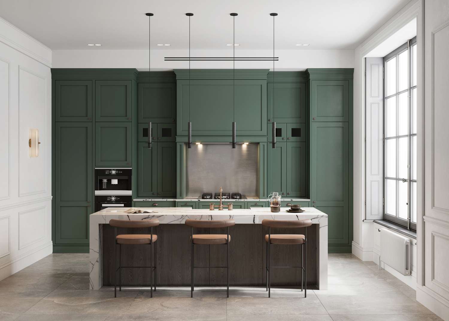 Sage green modern kitchen
