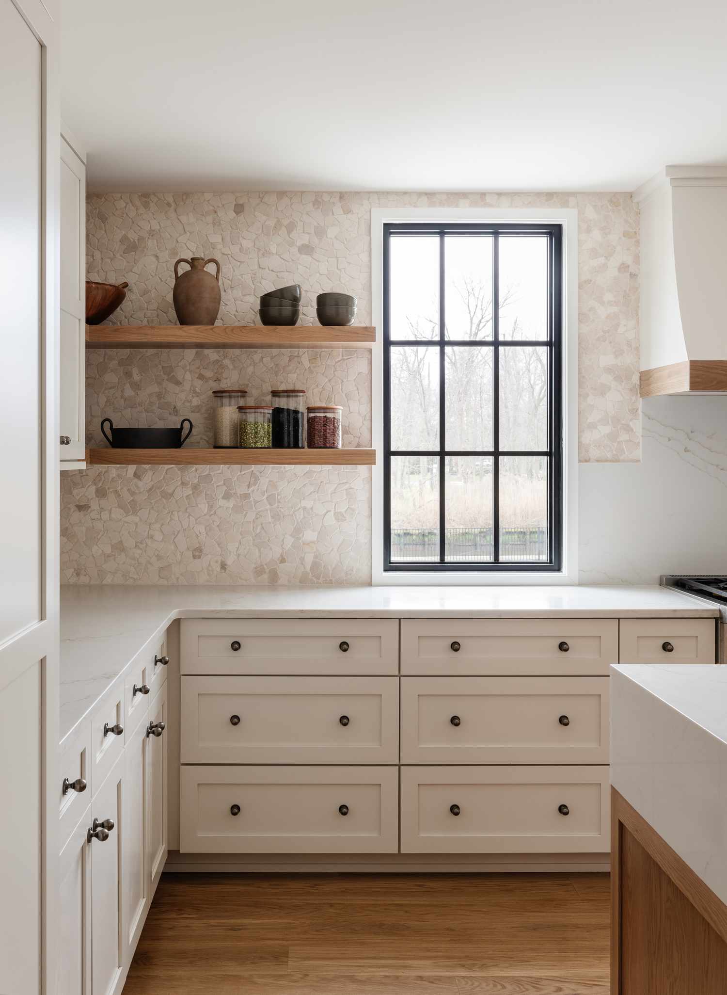 clean, clear counters in a simple kitchen