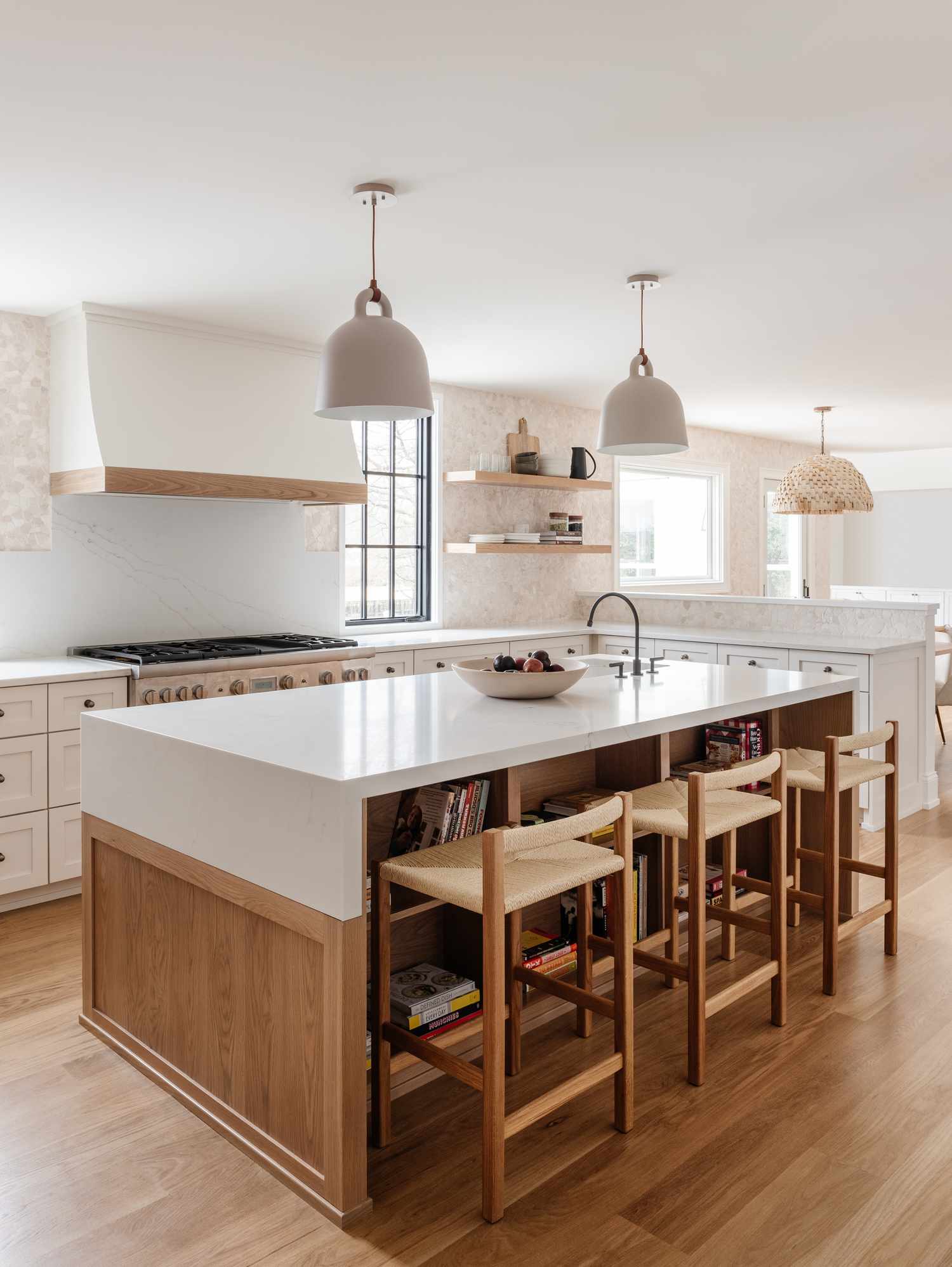 organized kitchen with clear countertops