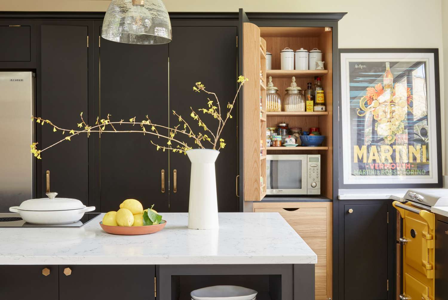 small appliance storage in a beautiful kitchen