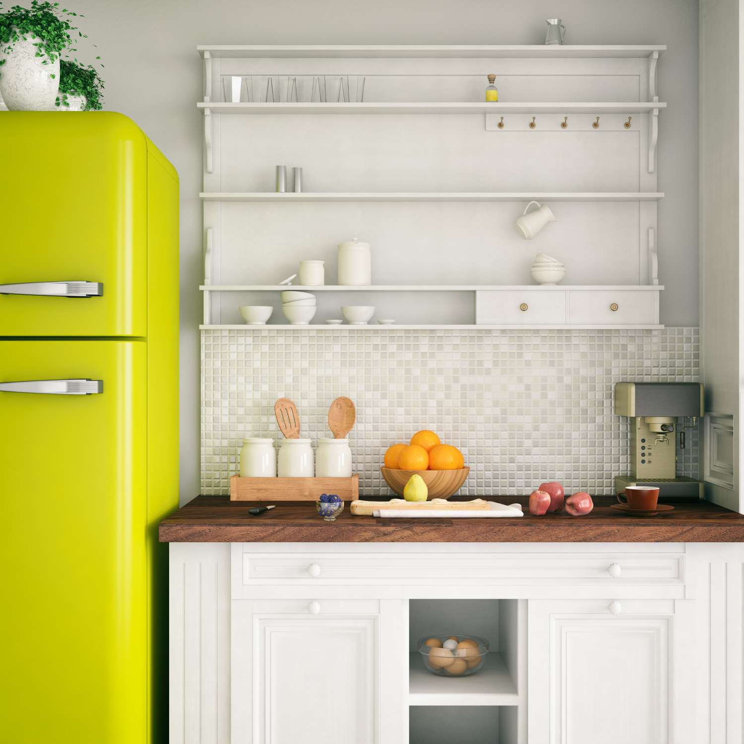 retro vintage fridge in kitchen