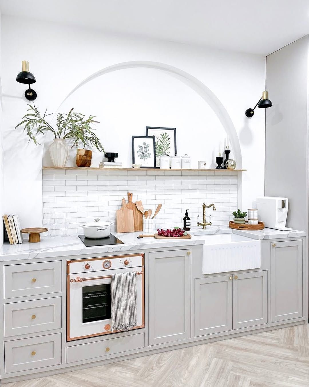 white enamel oven in kitchen