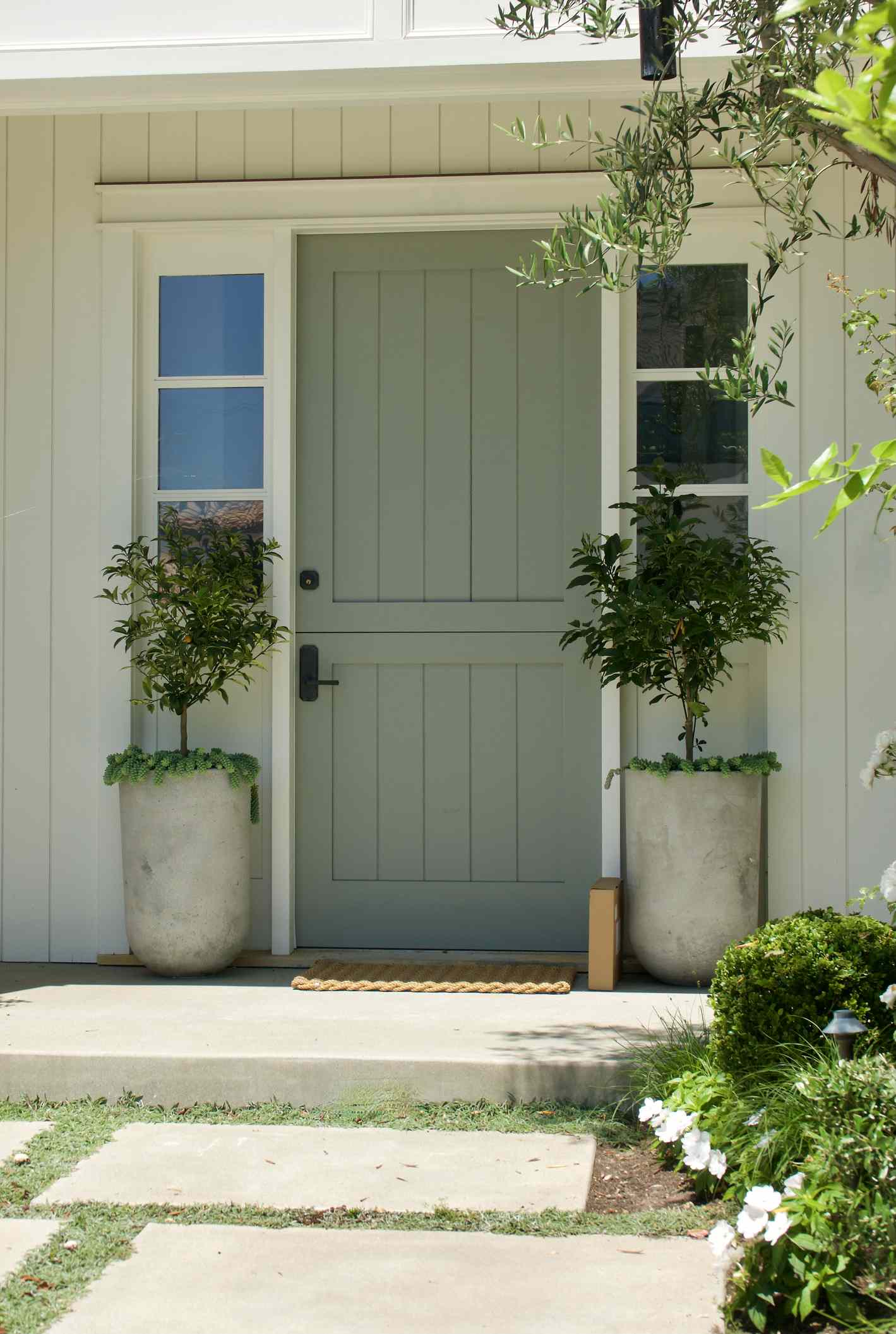 warm eucalyptus front door paint color 2026