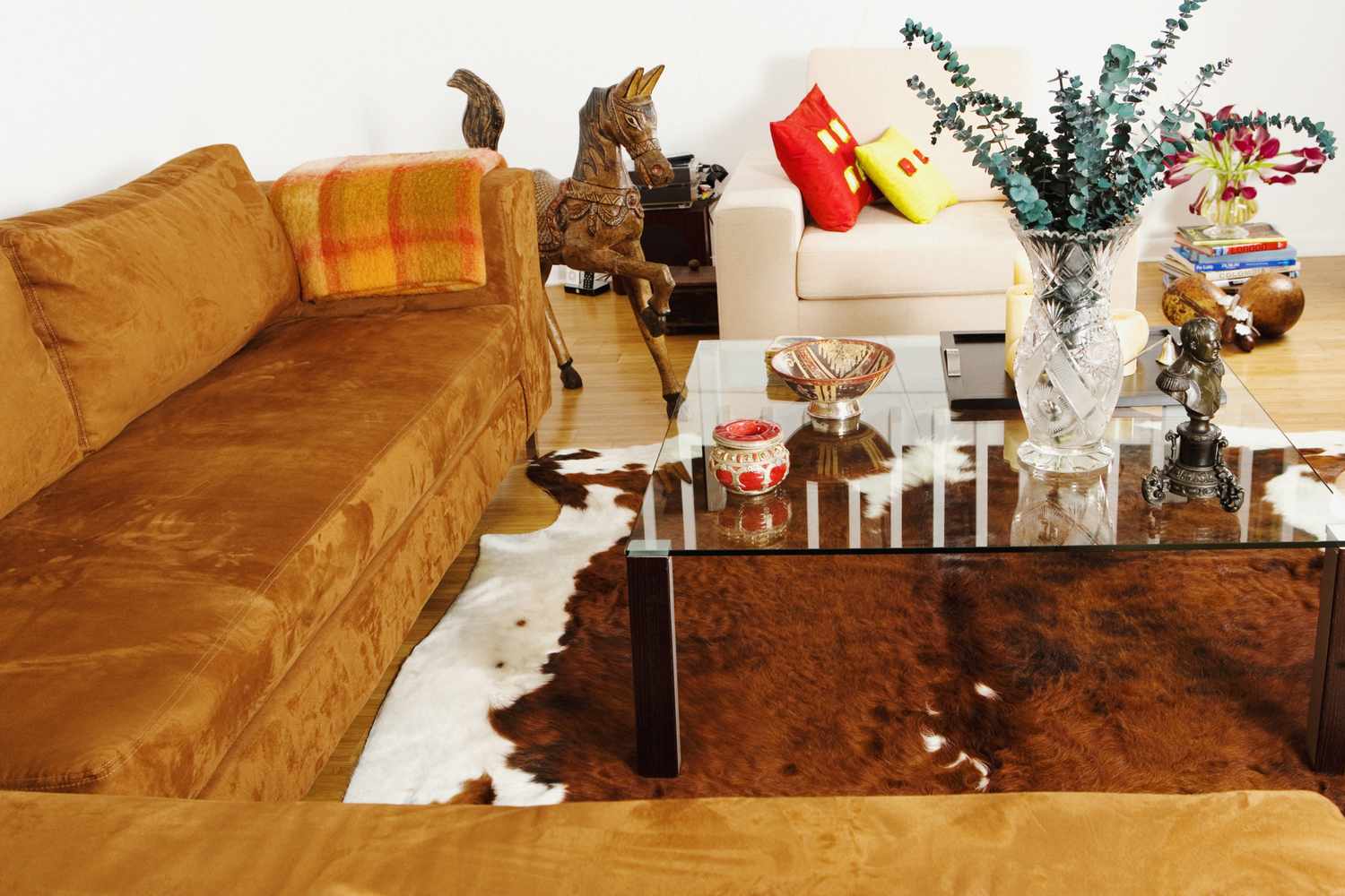 heavy vintage glass coffee table
