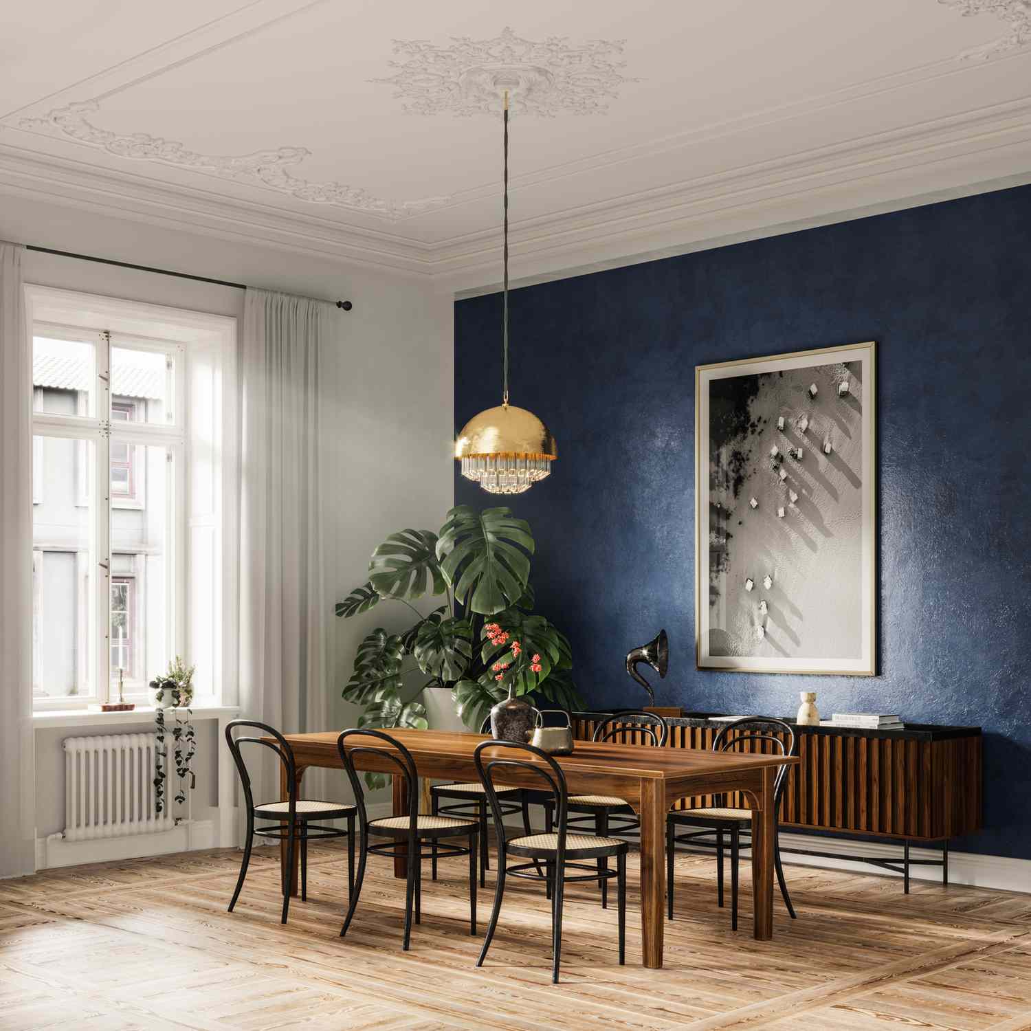mur d'accent dans une salle à manger