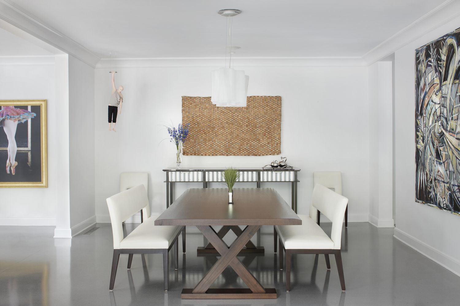 dining room with wall art