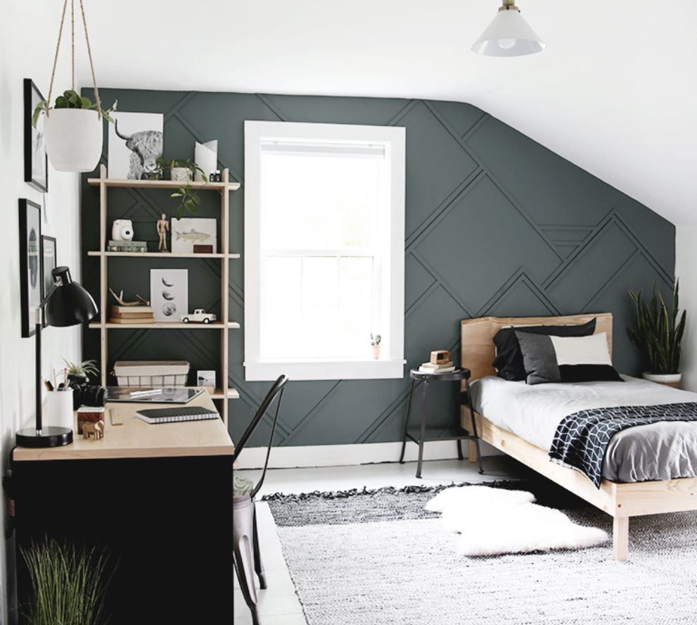 idées de murs d'accent noir et blanc pour chambre d'enfant