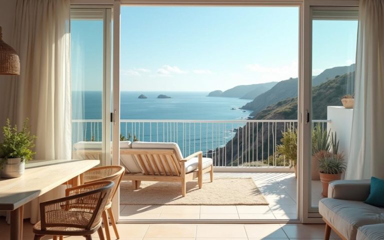 Appartement en bord de mer en Espagne, typique de l'Andalousie, avec vue sur la mer.